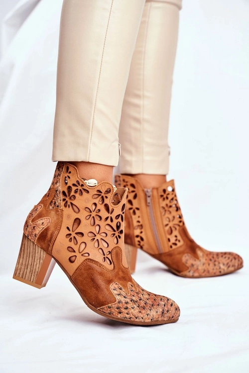 Botki Damskie Na Słupku Maciejka Wiosenne Rude 04369-29