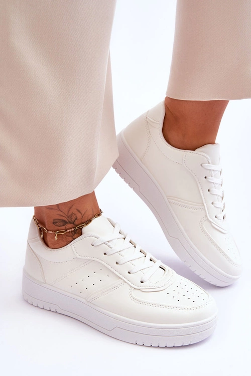 Klasyczne Sportowe Buty Na Platformie Białe Feel It