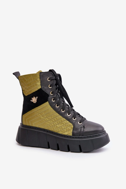 Skórzane Botki Na Platformie Maciejka 06751-01 Czarne