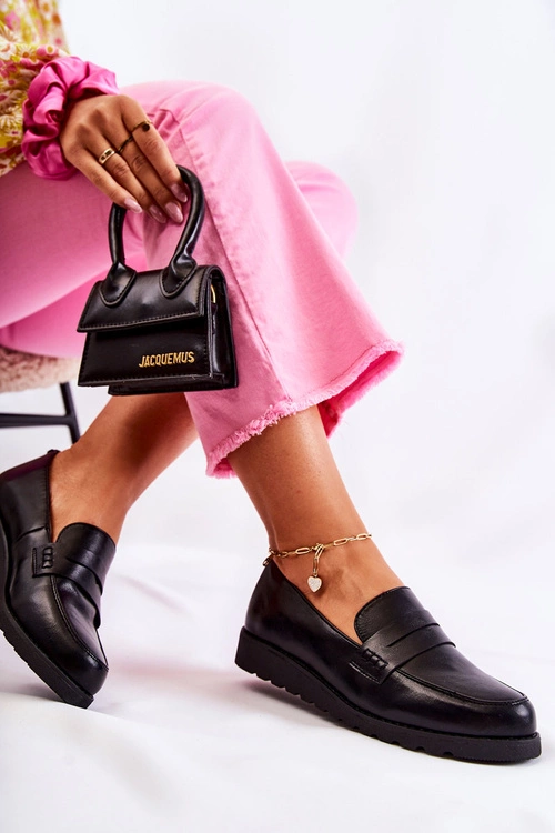 Skórzane Mokasyny Na Koturnie La.Fi Czarne Alannah