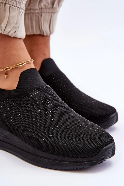 Damskie Wsuwane Buty Sportowe Z Dżetami Czarne Gianni