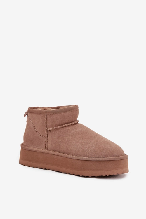 Zamszowe Śniegowce Damskie Na Platformie Vinceza 97962 Beżowe