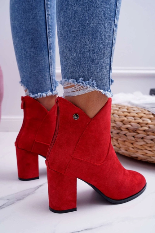 Botki Damskie Na Obcasie Sergio Leone Czerwone BT525