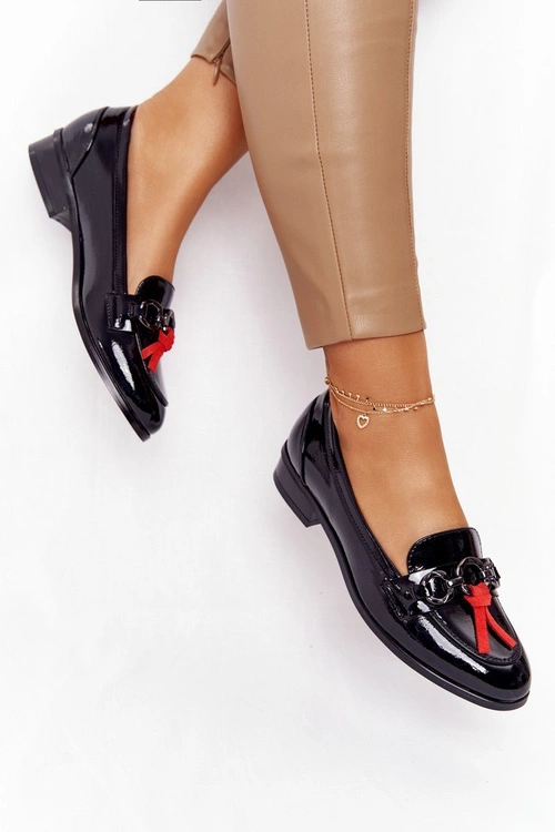 Eleganckie Damskie Mokasyny Vinceza 10585 Lakierowane Czarne