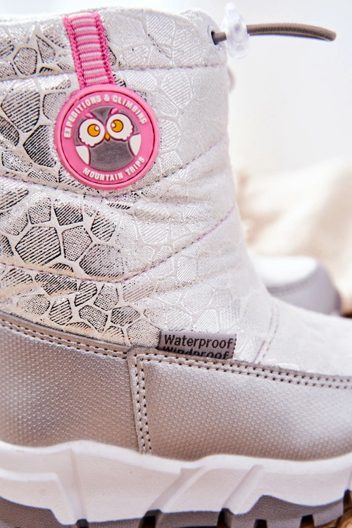 Dziecięce Ocieplane Śniegowce Na Suwak Srebrno-Białe Laoth