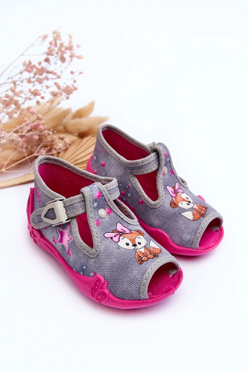 Sandałki Papcie Wiewiórki Befado 213P137 Szaro-Różowe