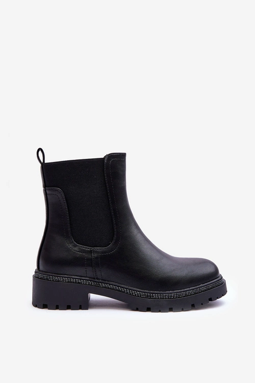 Skórzane Sztyblety Botki Damskie Czarne Crowder