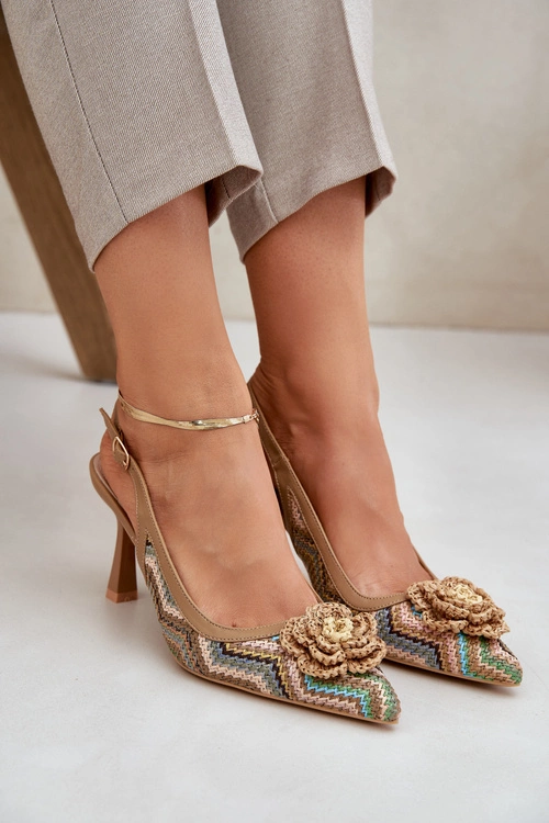 Plecione Szpilki Z Odkrytą Piętą Brązowe Lanithra