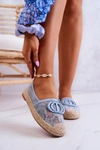 Damskie Koronkowe Espadryle Z Ozdobą Niebieskie Summer Dream
