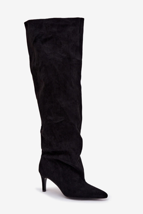 Kozaki Damskie Na Szpilce Wsuwane Czarne Mavilla