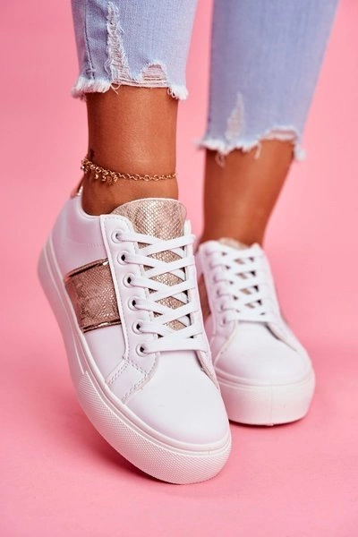 Sportowe Damskie Buty Biało Złote Keep Going