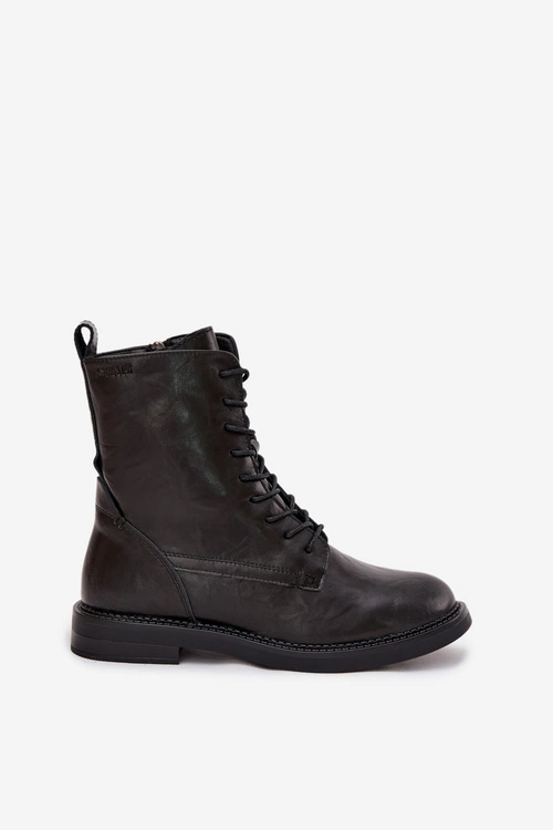 Skórzane Ocieplane Damskie Botki Workery Big Star SS274480 Czarne