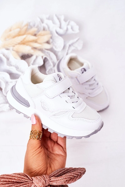 Dziecięce Sportowe Buty Sneakersy Białe Skatepark