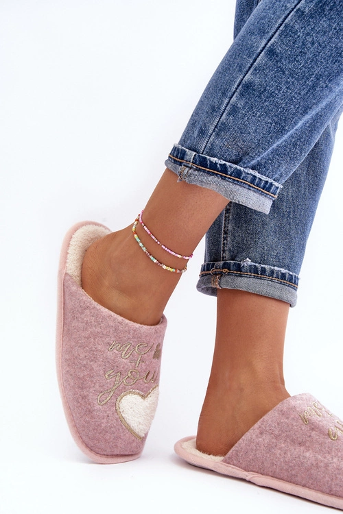 Damskie Klasyczne Kapcie Wsuwane Ocieplane Różowe Mabira