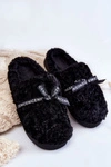 Damskie Futrzane Papcie Z Kokardką Czarne Ryana