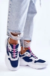 Damskie Lekkie Sportowe Buty Big Star LL274376 Biało-Granatowe
