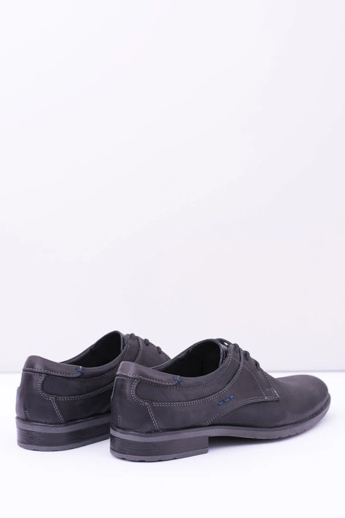 Eleganckie Męskie Skórzane Półbuty Czarne Santiago