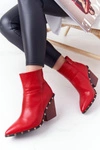 Damskie Kowbojskie Botki Na Obcasie Lu Boo Czerwone
