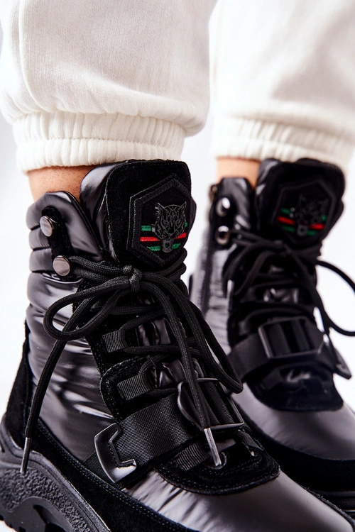 Damskie Botki Śniegowce Na Suwak Czarne Marcia