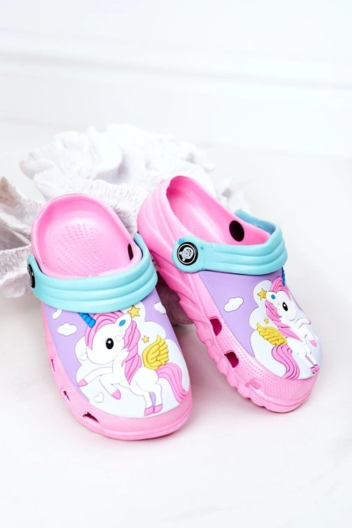 Dziecięce Piankowe Klapki Kroksy Z Jednorożcem Różowe