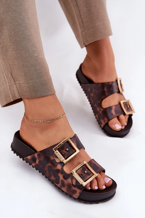 Pachnące Klapki Damskie Z Klamrami Panterka ZAXY RR285059 Brązowe