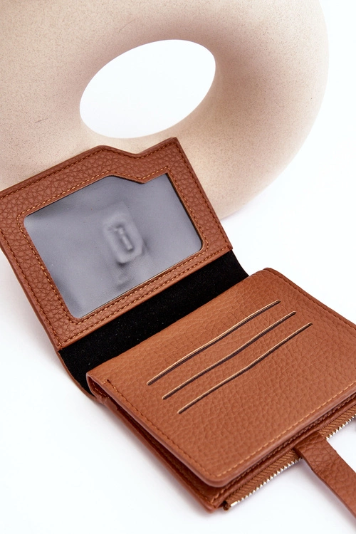 Damski Portfel Portmonetka Z Ekoskóry Brązowy Lazara