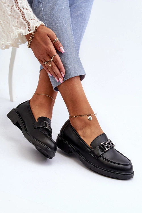 Damskie Mokasyny Z Ozdobą S.Barski HY372 Czarne