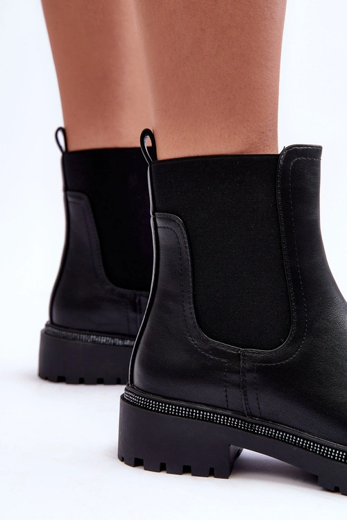 Skórzane Sztyblety Botki Damskie Czarne Crowder