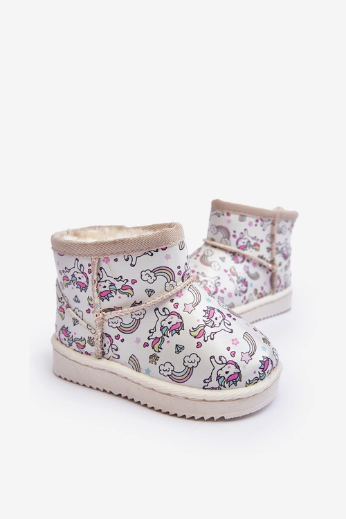 Botki Śniegowce Dziecięce Wzorzyste Beżowe Elenet