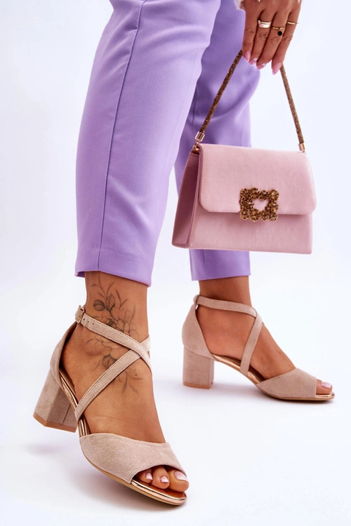 Damskie Sandałki Na Niskim Obcasie Beżowe Quinn