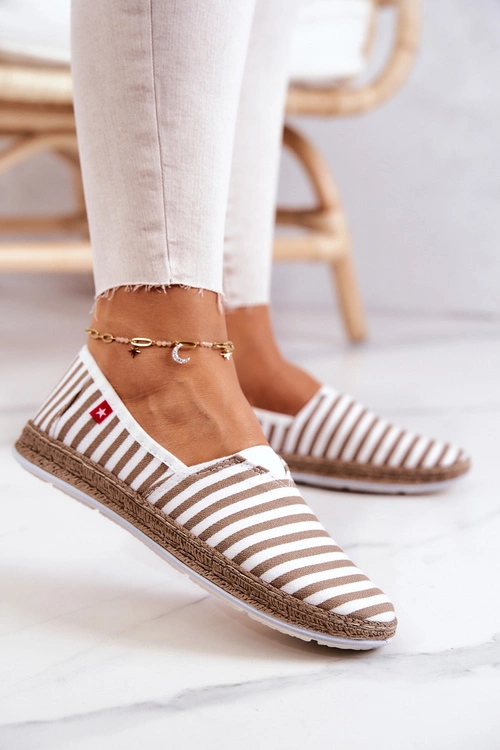 Espadryle Damskie Big Star Slip-on Paski FF276029 Beżowe