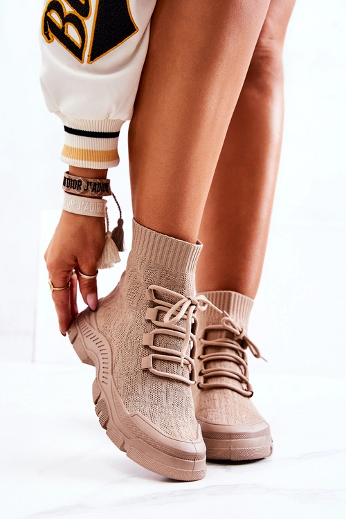 Buty Sportowe Skarpetkowe Beżowe Kimberly