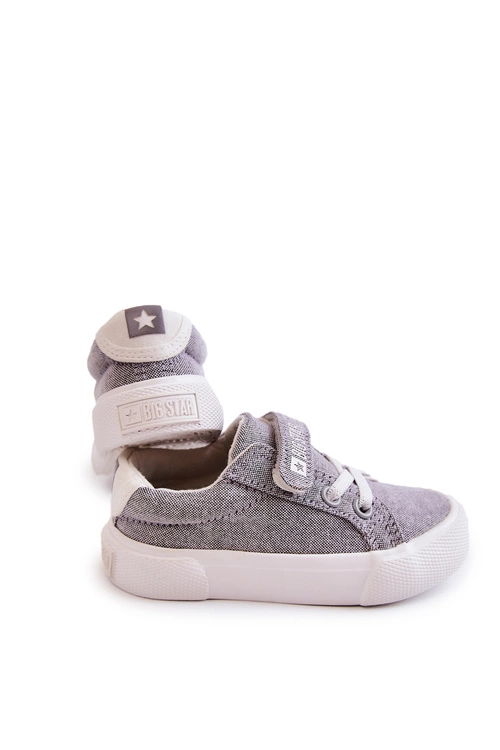 Dziecięce Niskie Trampki Na Rzep BIG STAR JJ374107 Szare