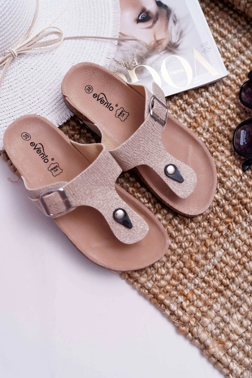 Damskie Klapki Złote Japonki Baisan