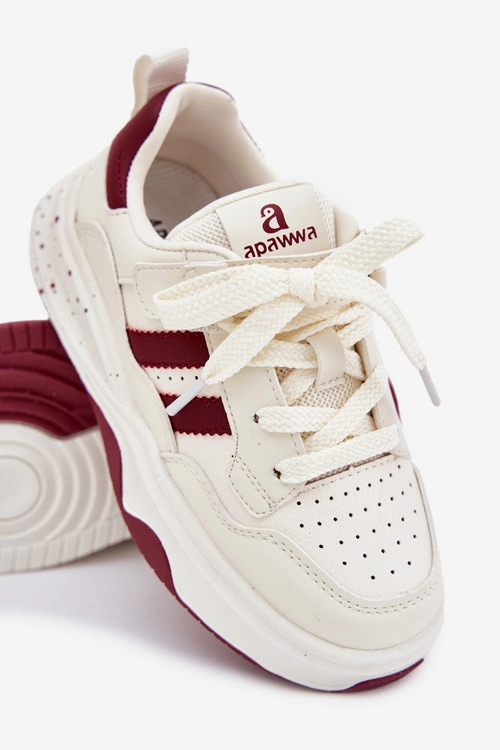 Sneakersy Dziecięce Na Platformie Beżowo-Bordowe Grellio