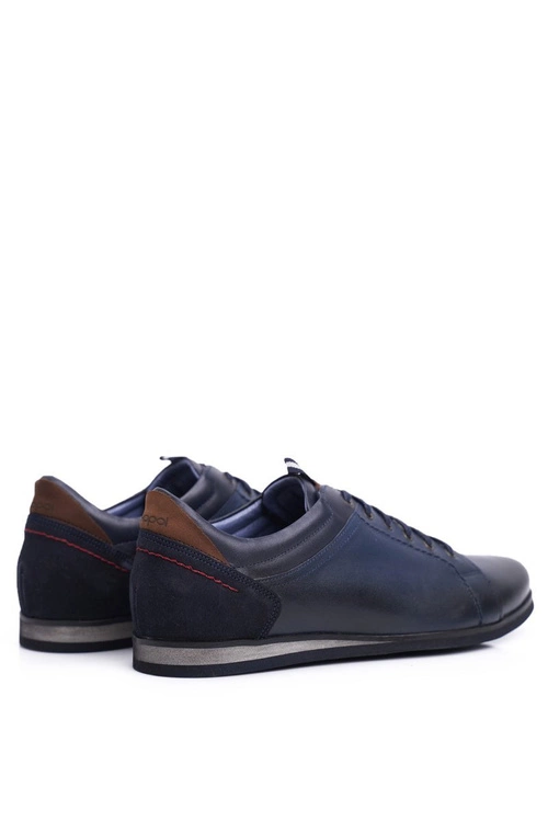 Granatowe Skórzane Męskie Sportowe Półbuty Nikopol Achilles