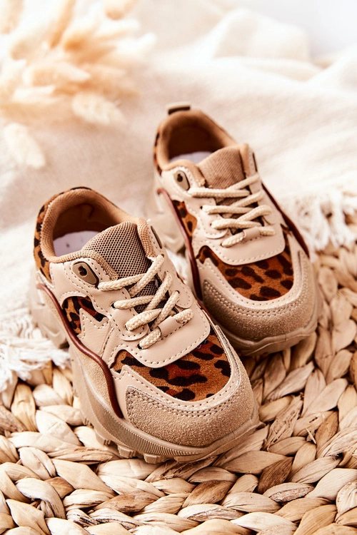 Dziecięce Sportowe Buty Sneakersy Beżowo-Brązowe Nila