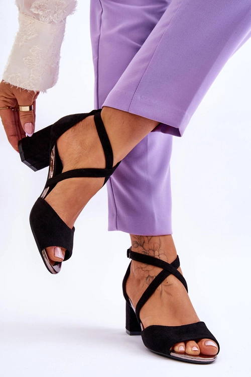 Damskie Sandałki Na Niskim Obcasie Czarne Quinn