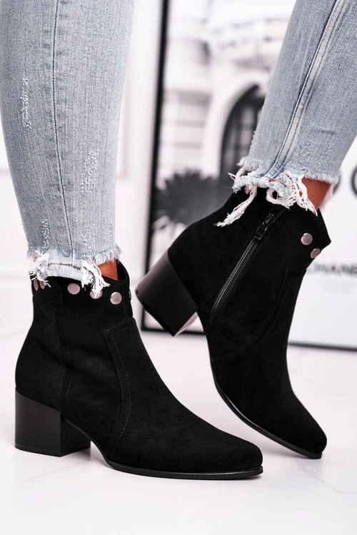 Botki Damskie Na Obcasie Sergio Leone Czarne BT617