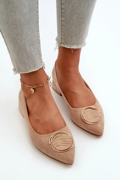 Czółenka Na Niskim Obcasie Z Eko Zamszu S.Barski KV27-037 Beżowe