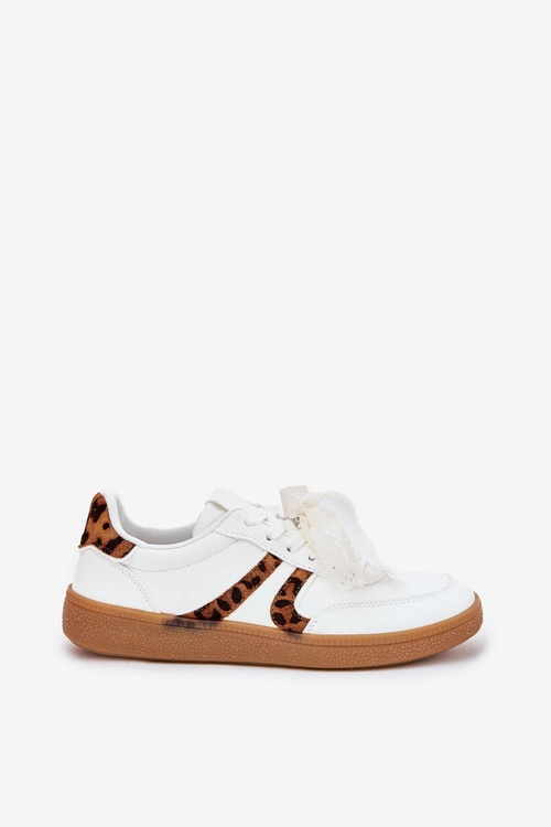 Niskie Sneakersy Damskie Z Koronką Panterka Białe Zielle