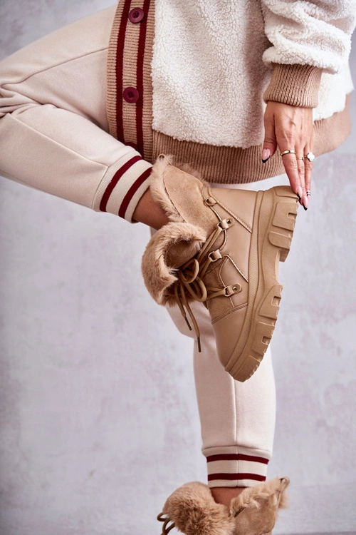 Ocieplane Botki Trapery Ciemnobeżowe Charles