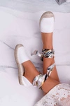 Espadryle Damskie Wiązane Wstążką Białe Mila