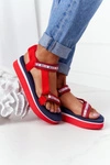 Piankowe Sandały Na Platformie Big Star HH274A102 Czerwone