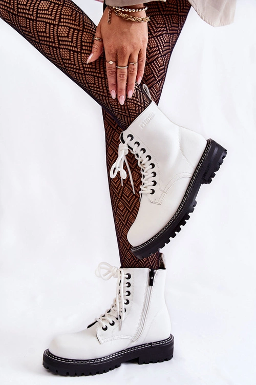 Damskie Botki Na Platformie Big Star KK274539 Białe