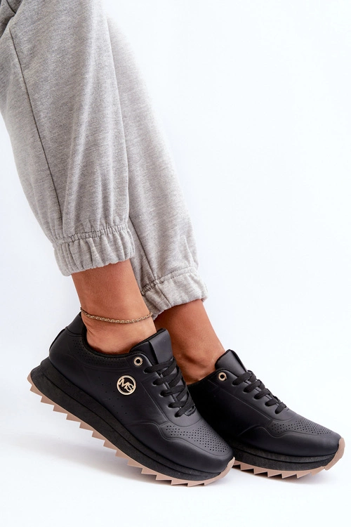 Sneakersy Damskie Na Platformie Czarne Rottiana