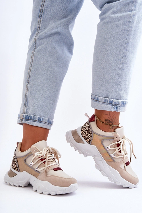 Buty Sportowe Na Masywnej Podeszwie Beżowe Corena