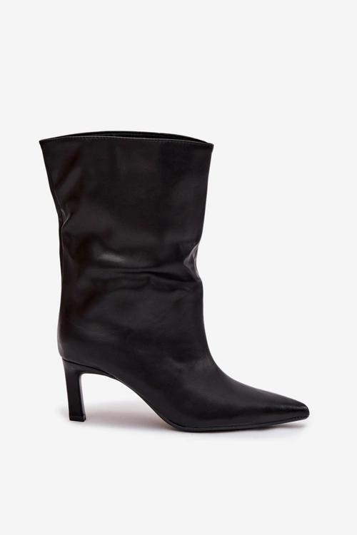 Wsuwane Botki Damskie Na Szpilce Z Eko Skóry Czarne Norell