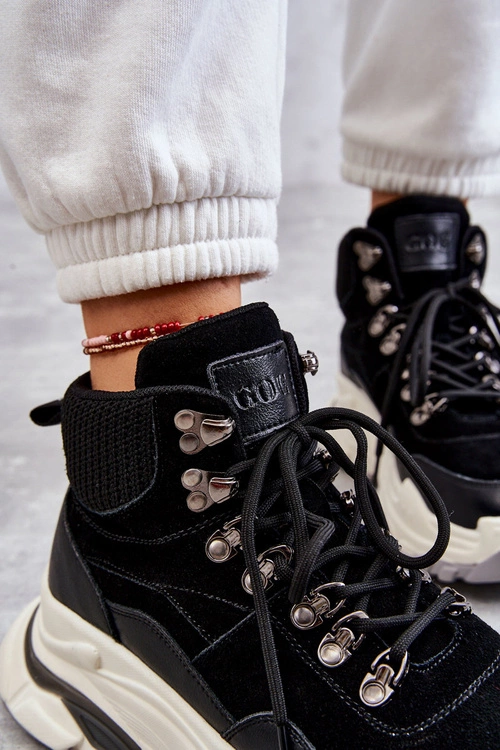 Damskie Wysokie Buty Sportowe GOE KK2N4098 Czarne