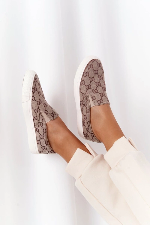 Damskie Logowane Tenisówki Slip-On Khaki Challenge